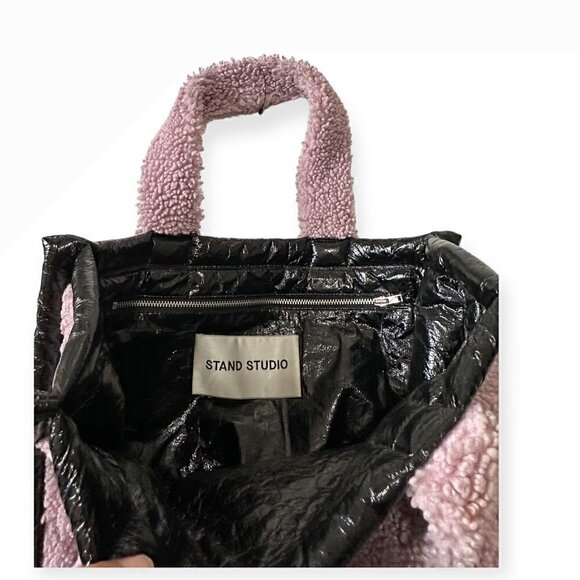 Stand Studio faux shearling tote bag, pink, one size - Picture 10 of 13